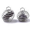 Iron Wrap-around Spiral Bead Cage Pendants IFIN-R239-04P-2