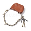 Polyester & Spandex Cord Rope Braided Human & Natural Cowrie Shell Charm Iron Chain Bag Decorative Chains AJEW-BA00173-01-3