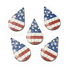 American Flag Theme Single Face Printed Aspen Wood Big Pendants WOOD-G014-12-1