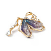 Resin Butterfly Brooch Pin with Crystal Rhinestone JEWB-P016-05KCG-01-3