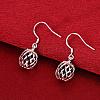 Simple Fashion Silver Plated Brass Filigree Wave Round Lantern Dangle Earrings EJEW-BB00699-4
