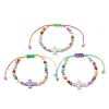 Cross & Round Acrylic Braided Bead Bracelets BJEW-JB10239-01-1
