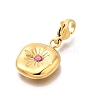 Flat Round 304 Stainless Steel Rhinestone Pendants Decoration STAS-R159-53G-02-2