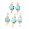 Natural Turquoise Faceted Cube Links Connector Charms with Copper Herringbone Wire-Wrapped KK-Z152-06G-01B-1