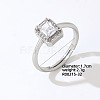 Rectangle Platinum Brass Adjustable Ring with Cubic Zirconia EG7863-26-1