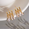 304 Stainless Steel Cubic Zirconia Dangle Stud Earrings for Women SA-CBA183D-11B-G-1