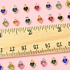 24Pcs 12 Colors Heart Rack Plating Brass Glass Charms KK-FS0001-39-5