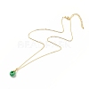 Rondelle Natural Malaysia Jade Pendant Necklace with Brass Cable Chains for Women NJEW-JN03880-2