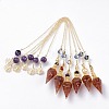Resin Hexagonal Pointed Dowsing Pendulums(Brass Finding and Gemstone Inside) G-L521-A-3