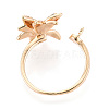 Flower Brass Micro Pave Clear Cubic Zirconia Cuff Ring Settings KK-T076-68G-3