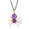 Natural Amethyst Spider Pendant Necklaces PW-WG57689-04-1