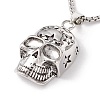 Alloy Skull with Star Pendant Necklace with 201 Stainless Steel Box Chains NJEW-E016-11AS-1
