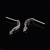 925 Sterling Silver Micro Pave Cubic Zirconia Stud Earring Findings X-STER-P035-41P-4