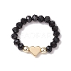 Glass & Brass Beaded Stretch Rings for Women RJEW-JR00858-01-2