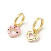 Heart Real 18K Gold Plated Brass Dangle Hoop Earrings EJEW-L268-038G-04-2