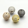 Brass Micro Pave Cubic Zirconia Round Beads ZIRC-M039-13-RS-1