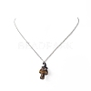 5Pcs 5 Style Natural Mixed Gemstone Mushroom with Witch Hat Pendant Necklaces Set NJEW-JN04198-7