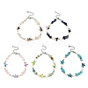 5Pcs 5 Styles Dyed Synthetic Turquoise Starfish & Natural White Moonstone & Lapis Lazuli & Flower Amazonite & Rose Quartz Chip Beaded Anklets with 304 Stainless Steel End Chains AJEW-AN00733-2