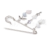 Natural Mixed Gemstone & Acrylic Butterfly & Wing Charms Safety Pin Brooch JEWB-BR00099-3