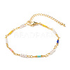 Imitation Pearl & Glass Seed Beaded Chain Bracelet for Women BJEW-JB07741-1
