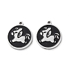 304 Stainless Steel Black Enamel Charms STAS-M102-17P-06-1