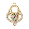 Brass Micro Pave Colorful Cubic Zirconia Heart Handbag Connector Charms KK-A252-21G-1