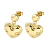 Heart Brass Stud Earrings Findings EJEW-A045-10G-1