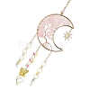 Moon with Tree of Life Natural Rose Quartz Chip Pendant Decorations AJEW-Q143-06-4