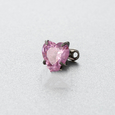 Stainless Steel Cubic Zirconia Heart Dermal Anchor Base/Top for Women Men WGF2D58-05-1