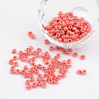 6/0 Opaque Colors Lustered Round Glass Seed Beads X-SEED-A012-4mm-125-1