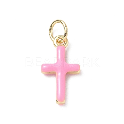 Real 18K Gold Plated Eco-Friendly Rack Plating Brass Enamel Pendants KK-F845-40G-05-1