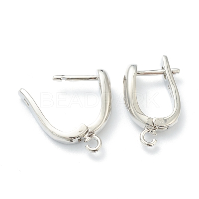 U Shape Brass Hoop Earring Findings with Latch Back Closure KK-J278-39P-1