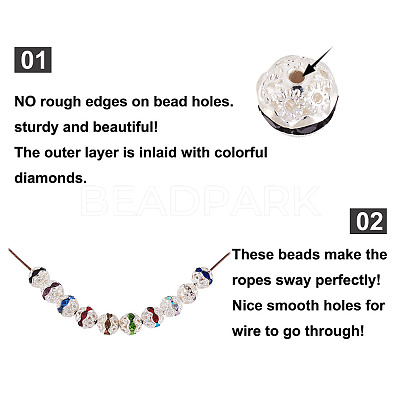 200Pcs 10 Colors Alloy Rhinestone Beads FIND-CW0001-09-1
