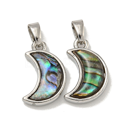 Rack Plating Brass Natural Paua Shell Pendants LS-KK-U025-06P-02-1