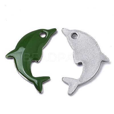 201 Stainless Steel Enamel Pendants STAS-N088-16E-1