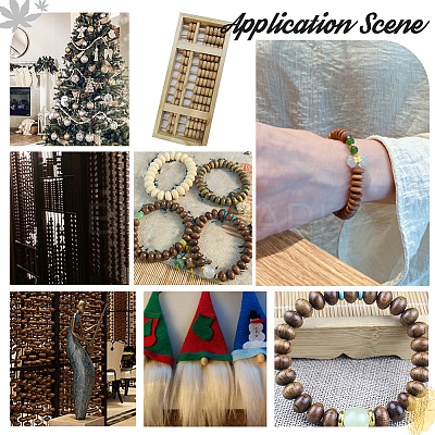 250Pcs 5 Styles Unfinished Wood Rondelle Beads WOOD-PH0002-95-1