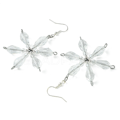 Christmas Snowflake Glass Dangle Earrings EJEW-TA00507-1