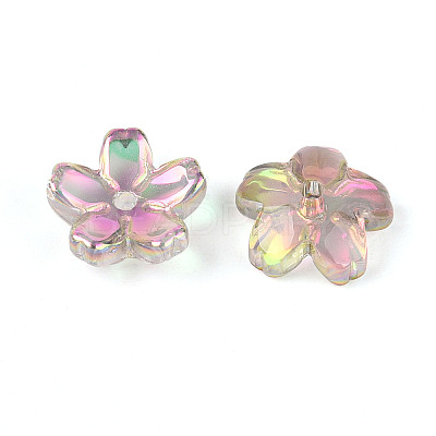 Transparent Electroplate Glass Bead Caps EGLA-N015-01D-1