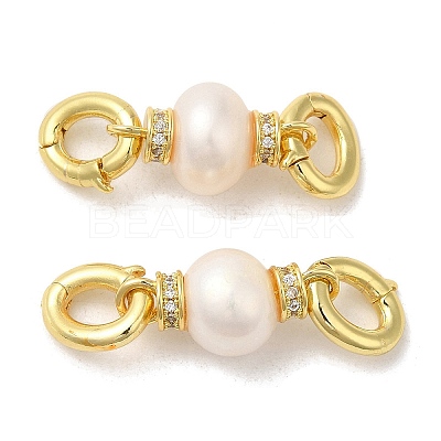 Double Rack Plating Brass Pave Clear Cubic Zirconia Twister Clasps KK-C030-06G-1