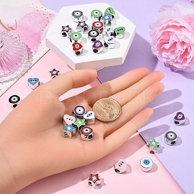 30Pcs 3 Styles CCB Plastic European Beads CCB-YW0001-61-1