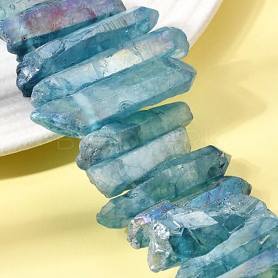 Electroplate Natural Nuggets Quartz Crystal Beads Strands G-O065-03C-1