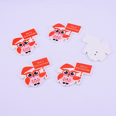 Holiday Button WOOD-WH0104-15-1