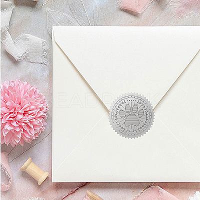 34 Sheets Silver Foil Embossed PET Picture Sticker DIY-WH0528-019-1