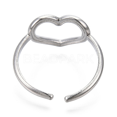 Non-Tarnish 304 Stainless Steel Hollow Heart Cuff Rings LS-RJEW-N038-122P-1