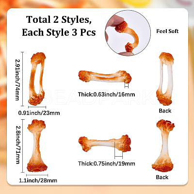 6Pcs 2 Styles PVC Model Food Bone Display Decoration AJEW-SC0004-17-1