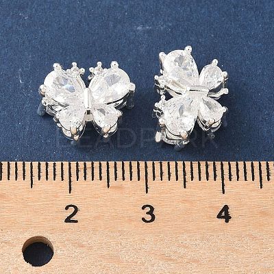 Brass Micro Pave Clear Cubic Zirconia Beads KK-G531-03S-1