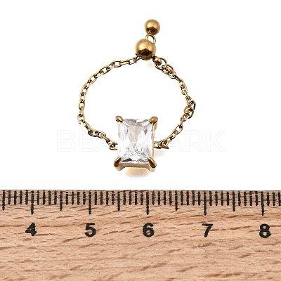 304 Stainless Steel Pave Cubic Zirconia Adjustable Chain Rings RJEW-P189-01E-G-1