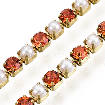 Brass Rhinestone Strass Chains CHC-N017-001A-A04-1