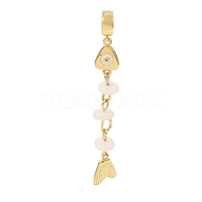 Brass Pave Cubic Zirconia Clear Cubic Zirconia & Natural White Jade & Enamel European Dangle Charms GG-CBA3401-01G-B05-1