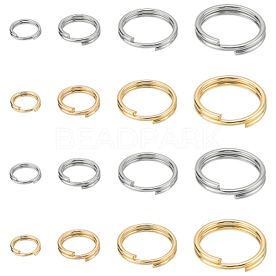 240pcs 8 Styles 304 Stainless Steel Split Rings STAS-SC0005-98-1